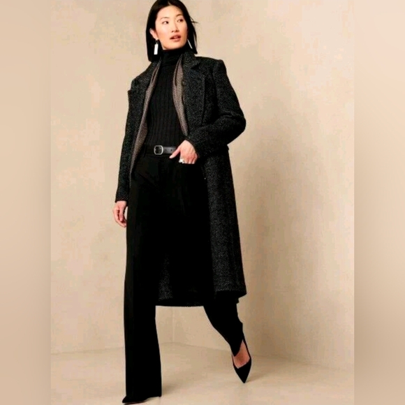 ❤️ BANANA REPUBLIC ITALIAN WOOL SIENA STRAIGHT LEG PANTS / TROUSERS, BLACK, 2 - Picture 2 of 12